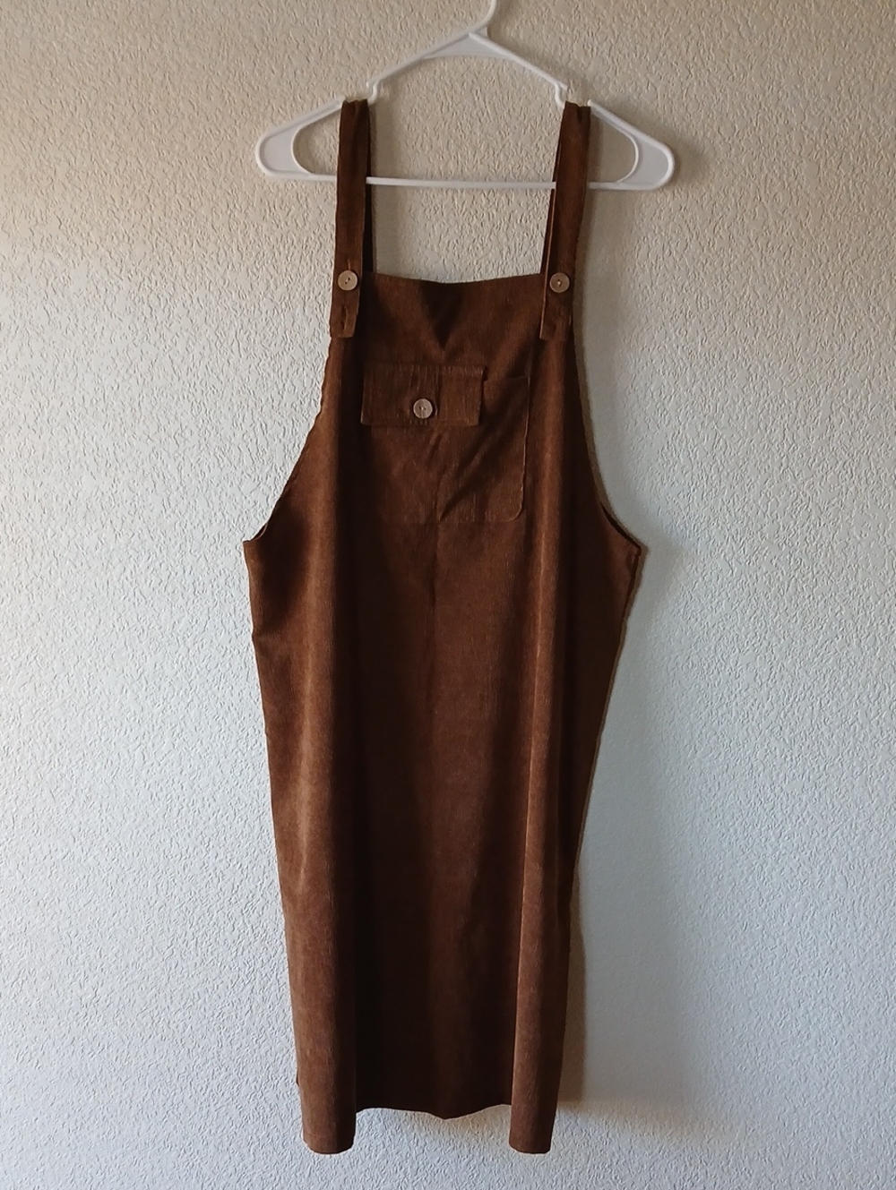 SHEIN Brown Corduroy Pinafore Jumper Dress